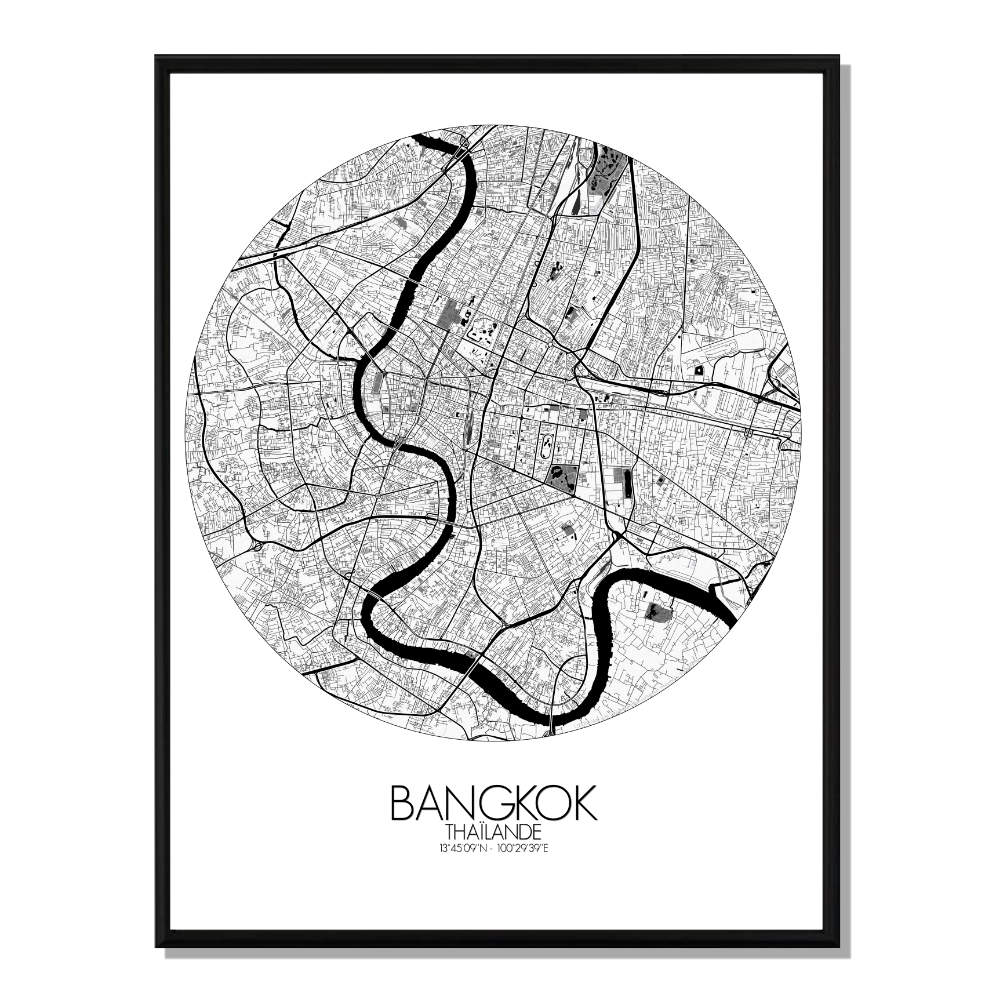 Bangkok carte ville city map rond