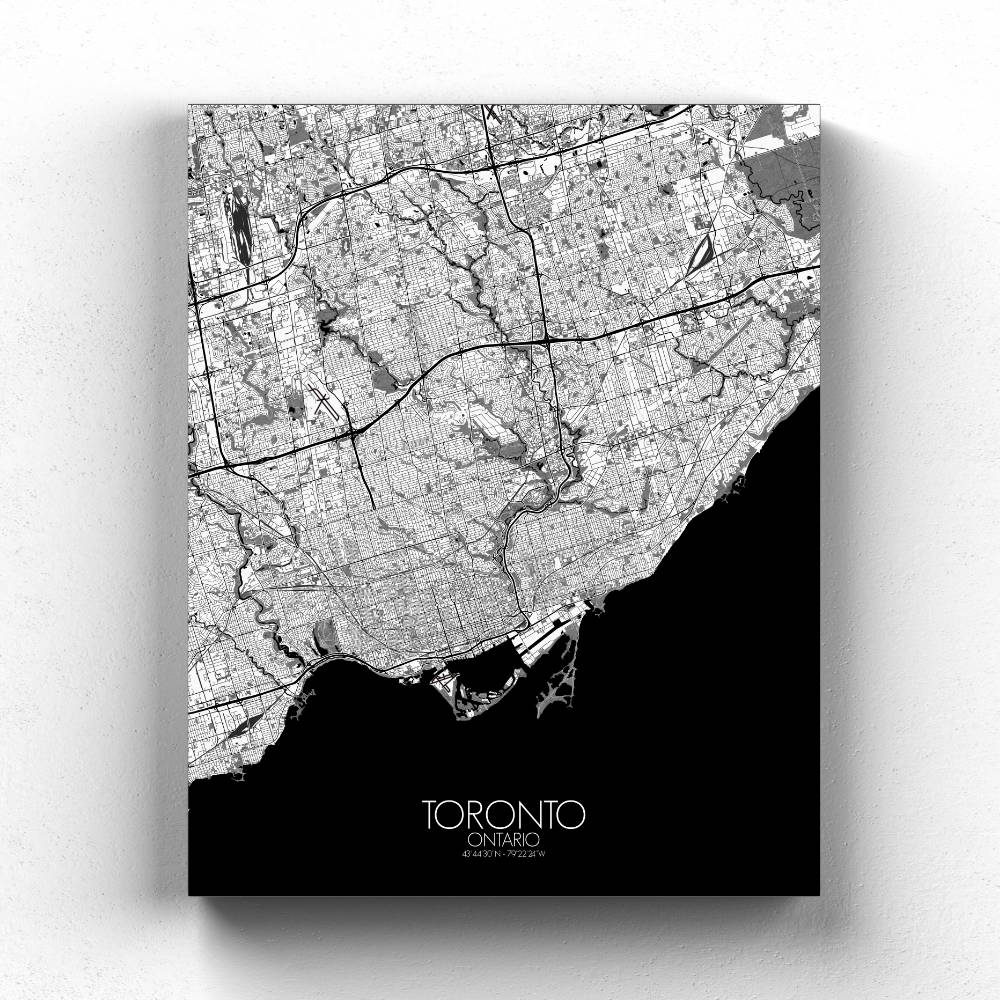 Toronto sur toile city map n&b