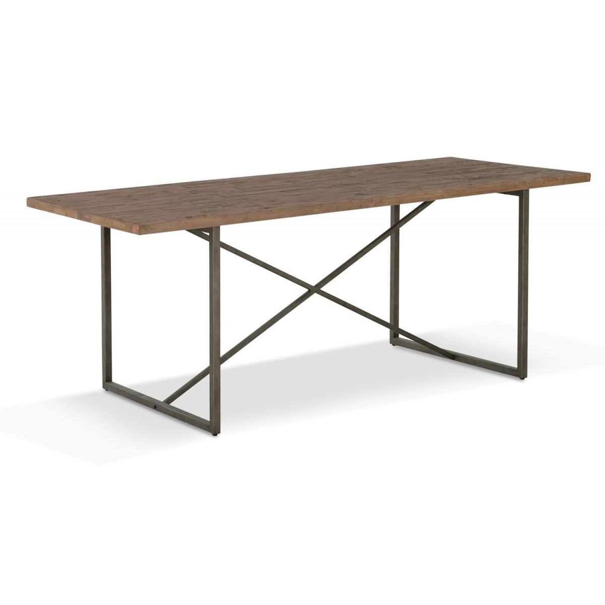 Table à manger bois métal marron 180x90x