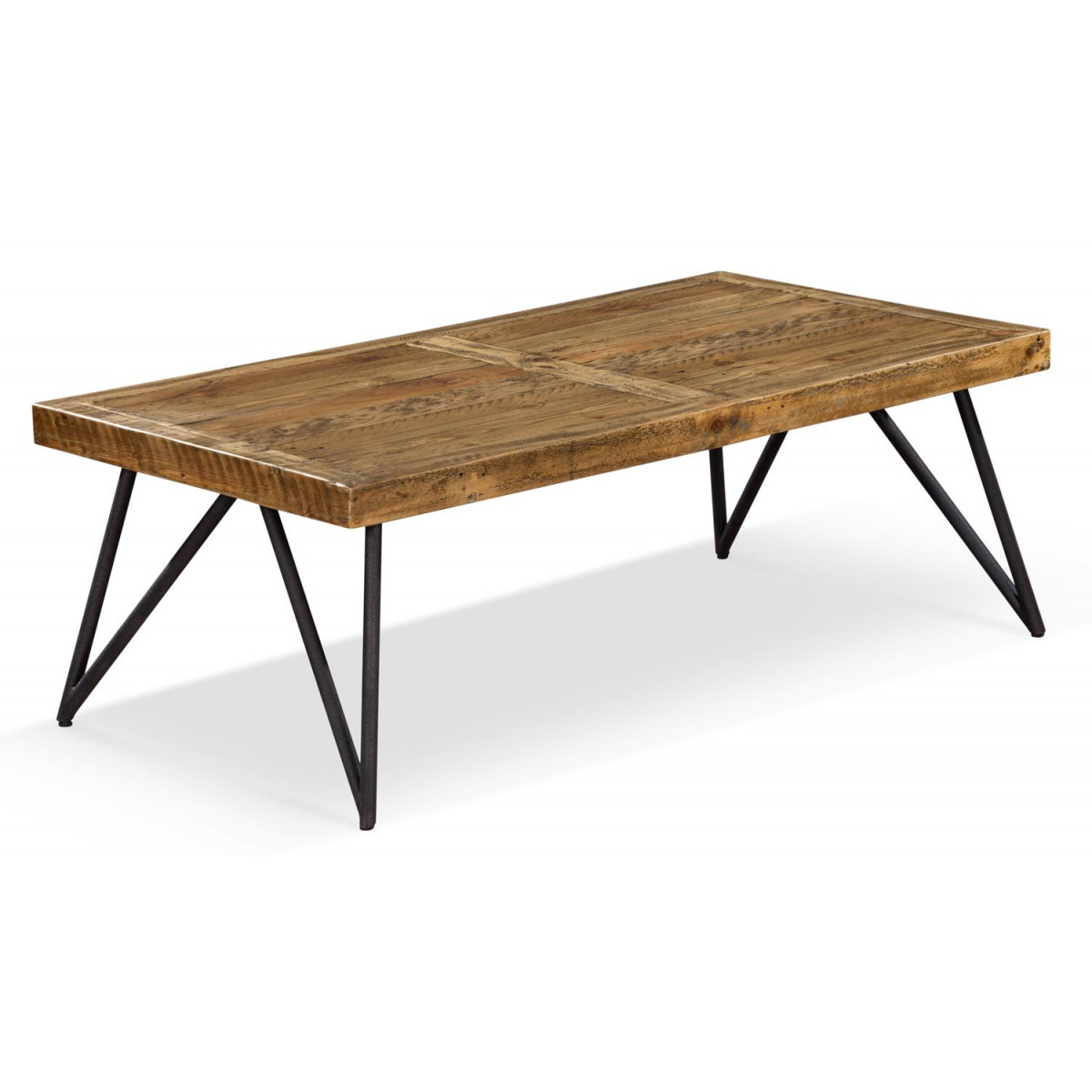 Table basse bois métal marron 130x70x45c