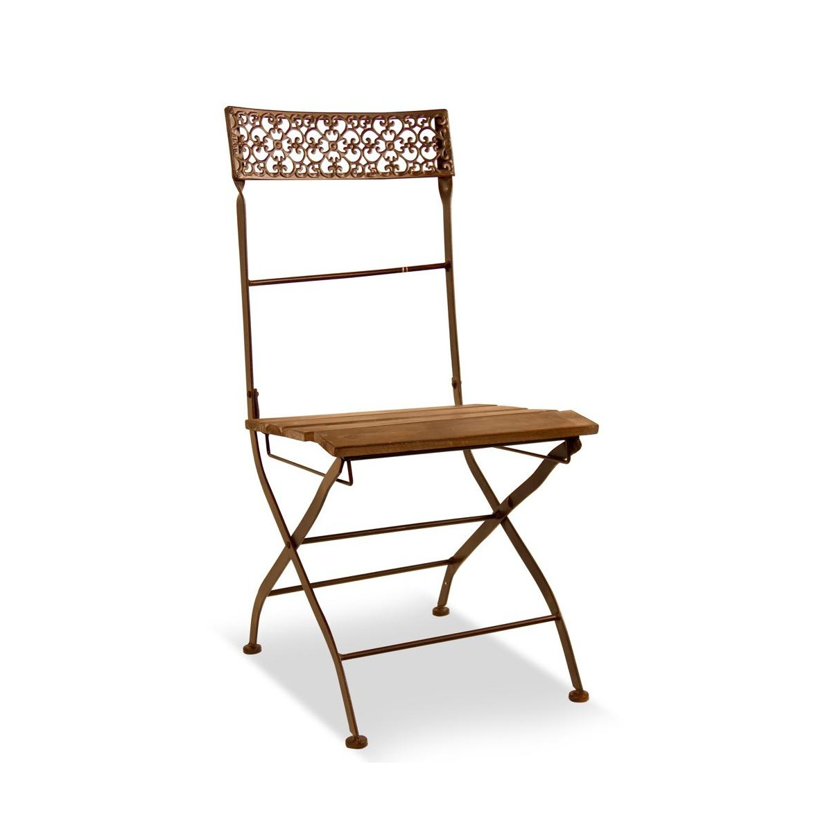 Chaise bois fer forgé marron 40x50.5x92.