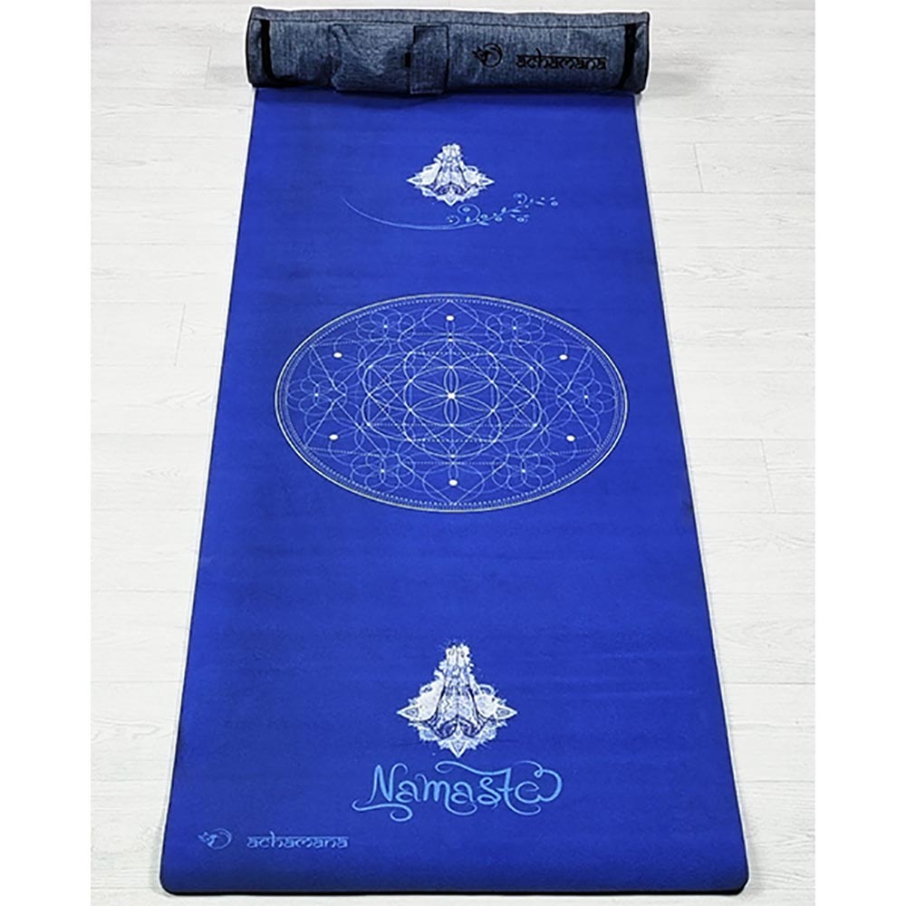 Tapis yoga 3 plis namasté bleu + sac