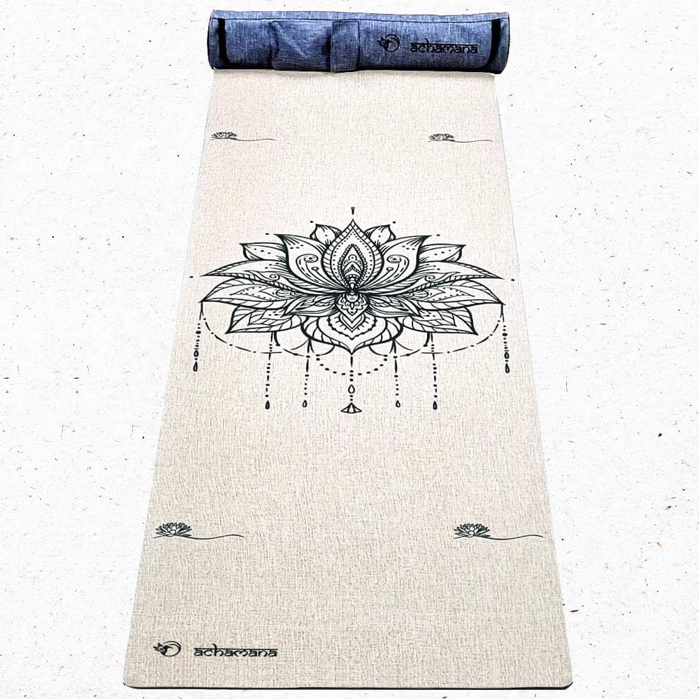 Tapis yoga chanvre fleur de lotus + sac