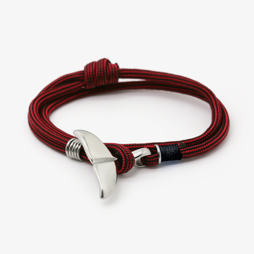 Bracelet corde baleine homme marin rouge
