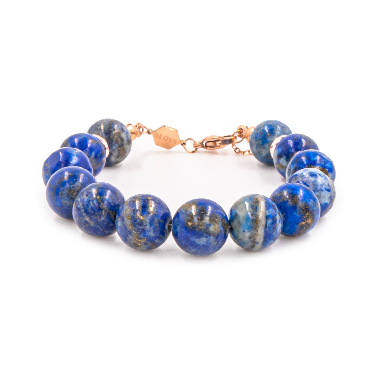 Bracelet kamelia pierres de lapis-lazuli