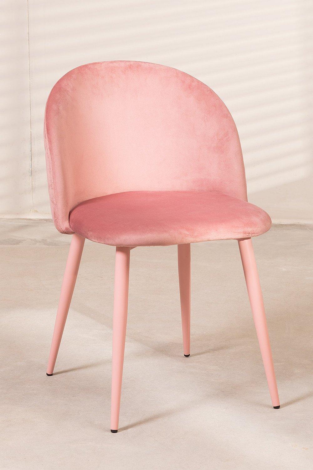 Chaise ronde velours 2 rose