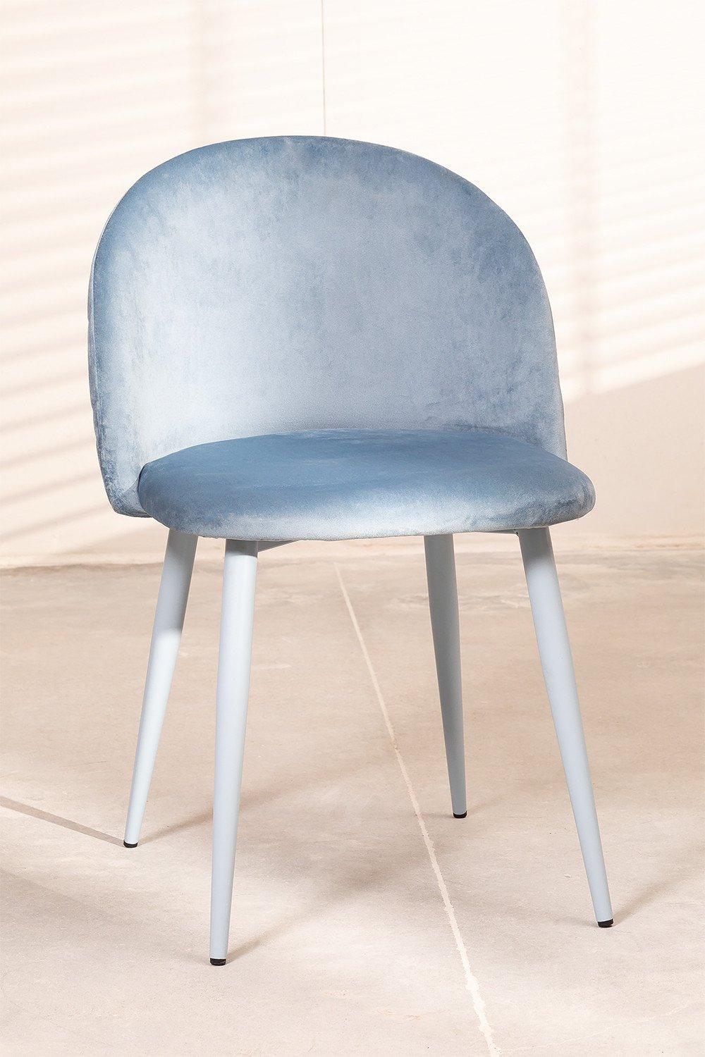 Chaise ronde velours 2 bleu