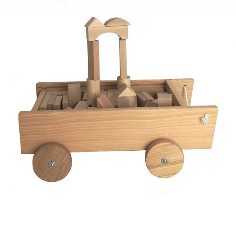 Chariot avec blocs en bois