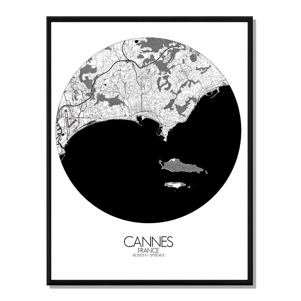 Cannes carte ville  city map rond