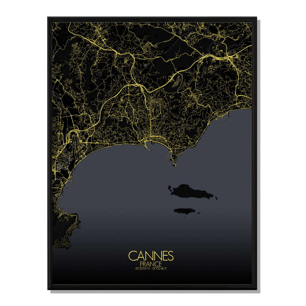 Cannes carte ville  city map nuit