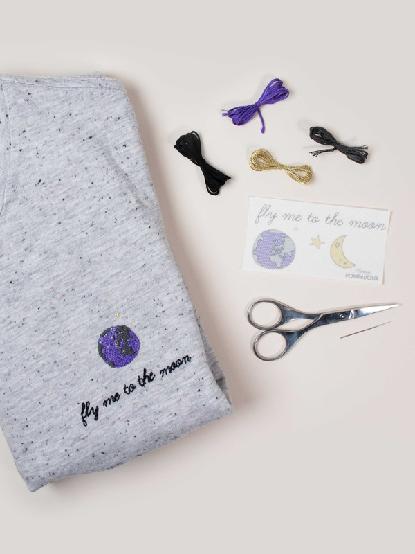 Kit easy broderie - fly me to the moon