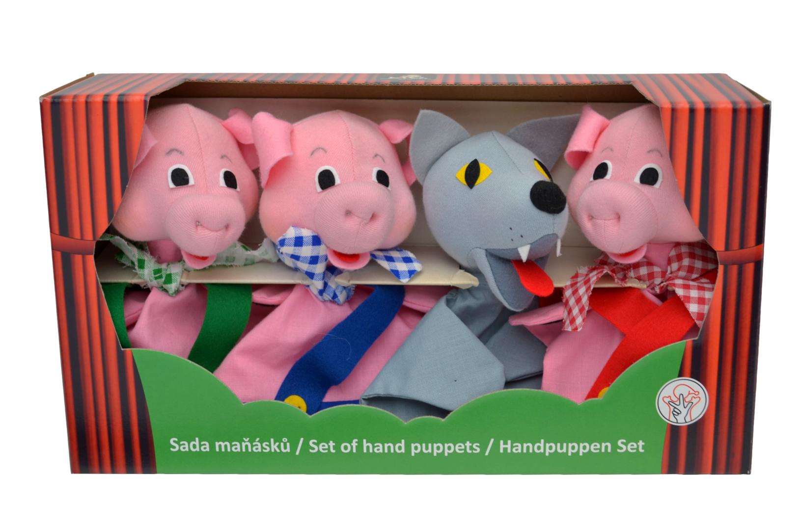 Set 4 marionnettes trois petits cochons