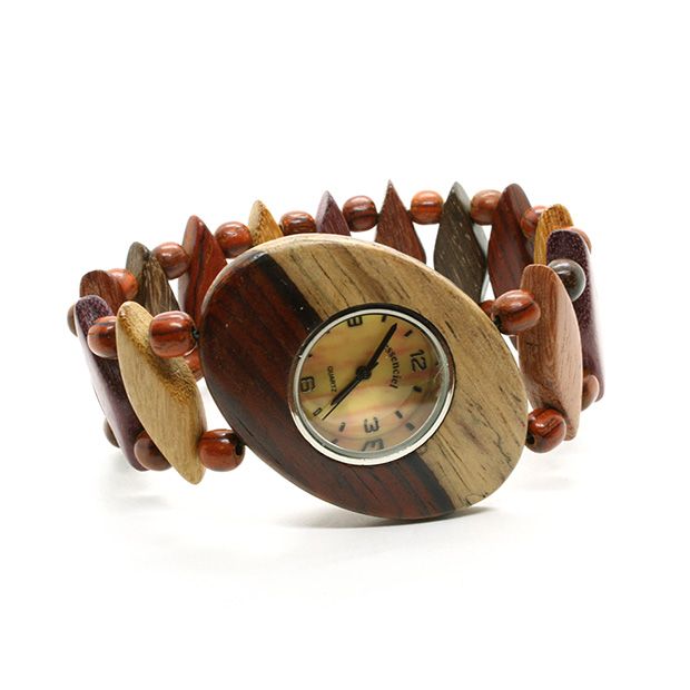 Montre bracelet elastique  bois