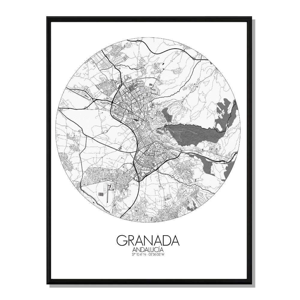Grenade carte ville city map rond