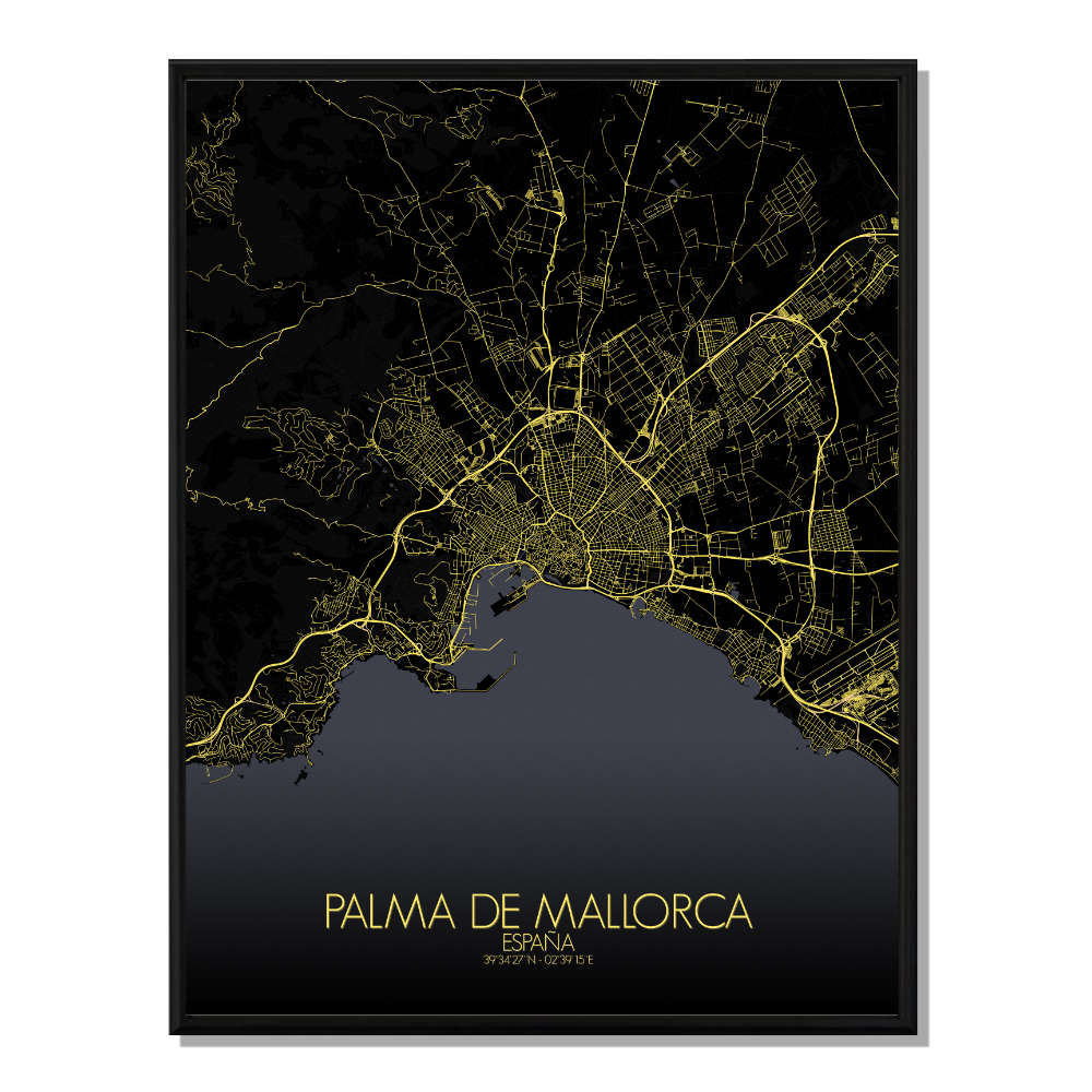 Palma carte ville city map nuit