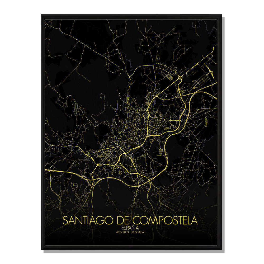 Compostelle - carte city map nuit