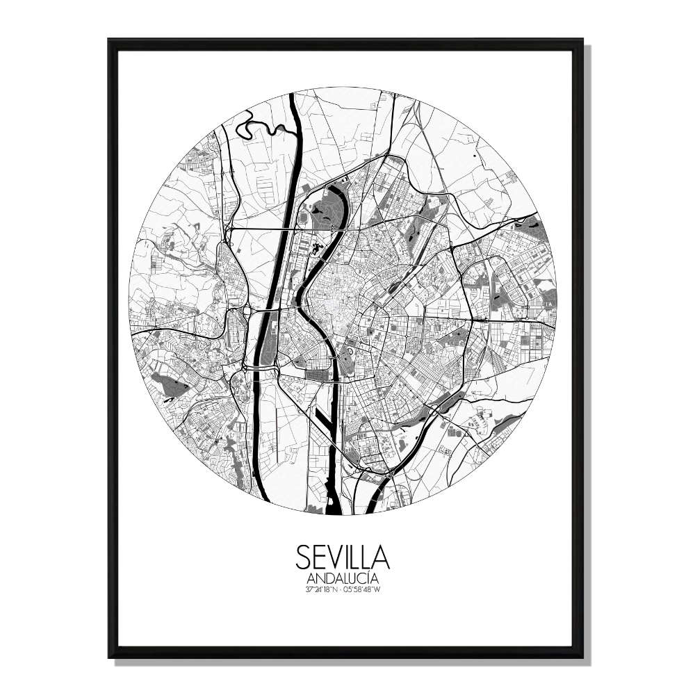 Seville carte ville city map rond