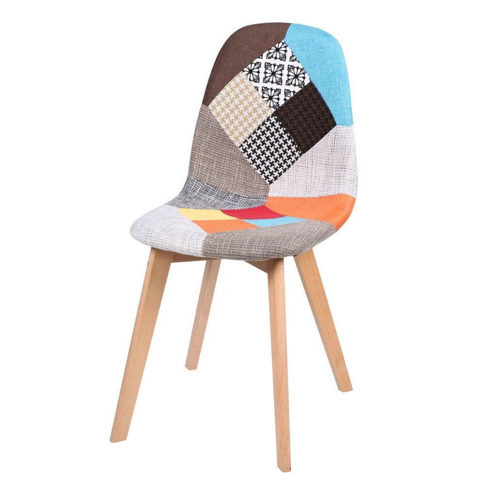 Chaise scandinave patchwork colors pieds