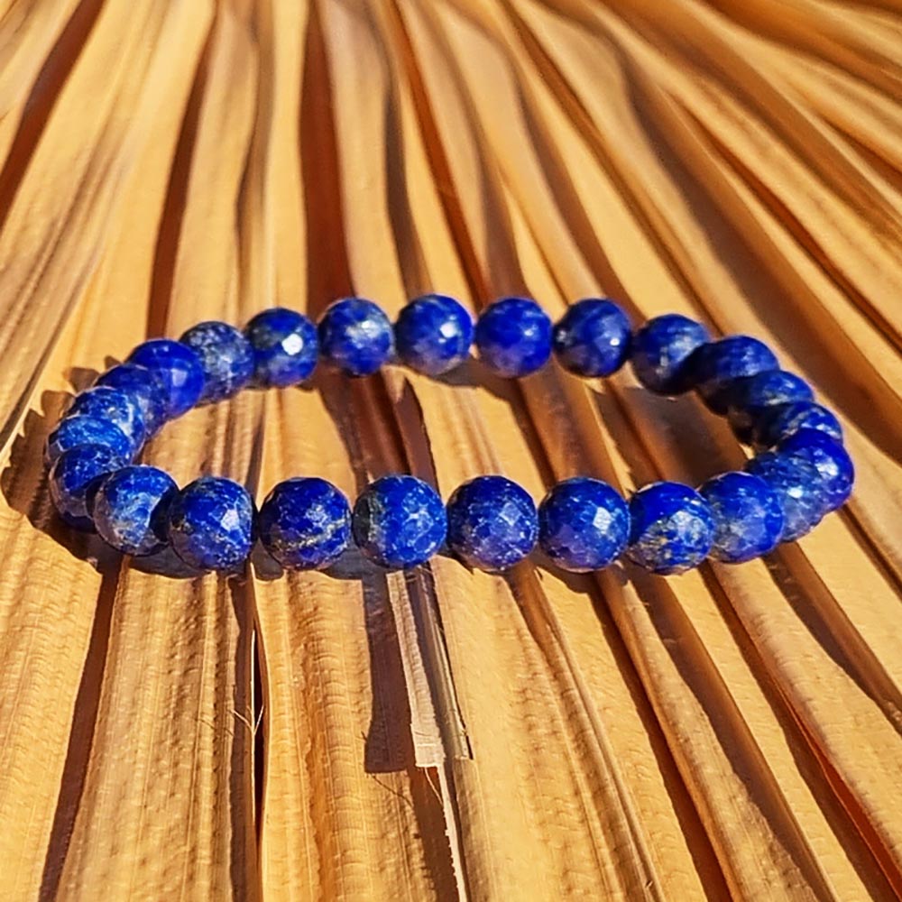 Bracelet yoga lapis-lazuli facettée 8 aa