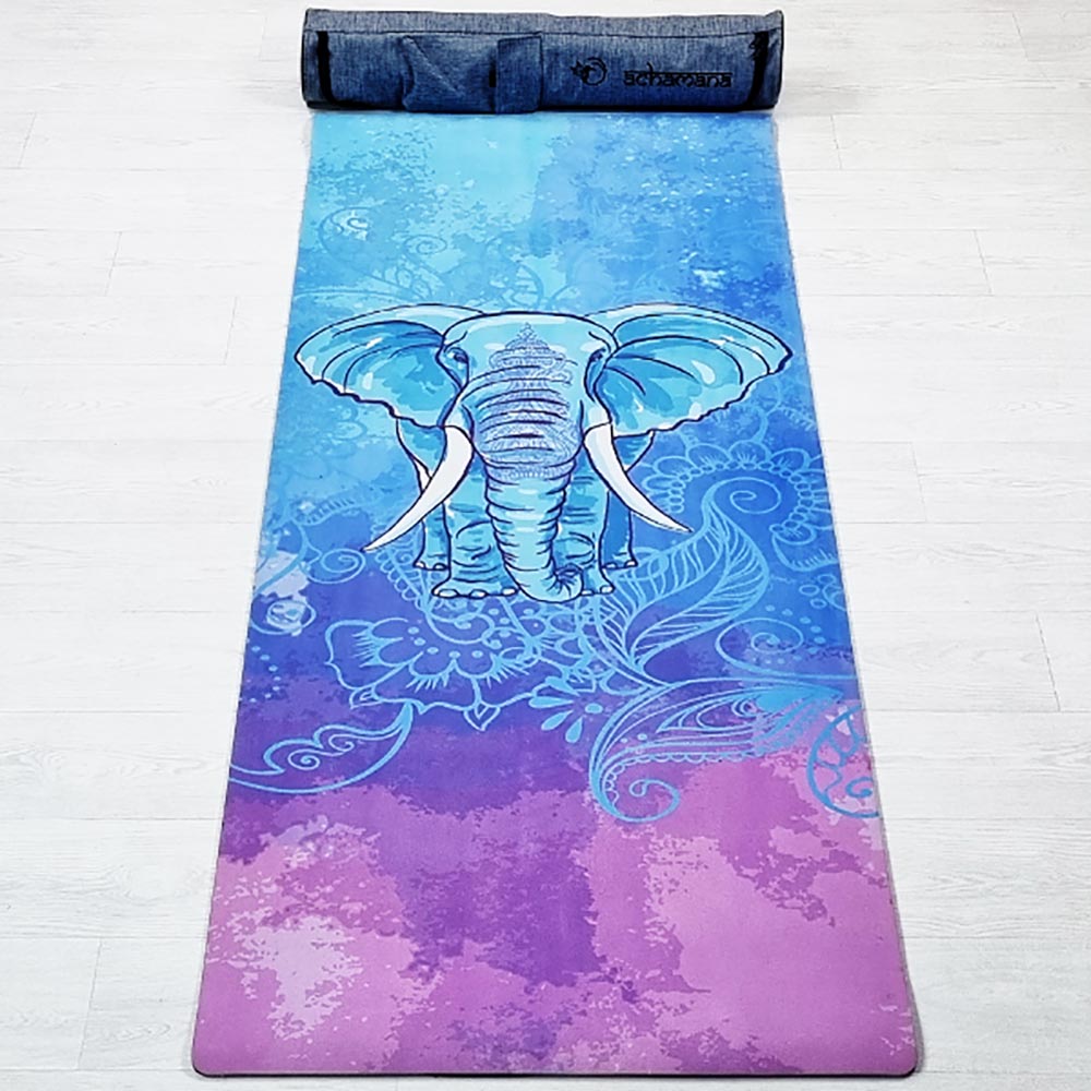 Tapis yoga latex & suede eléphant + sac
