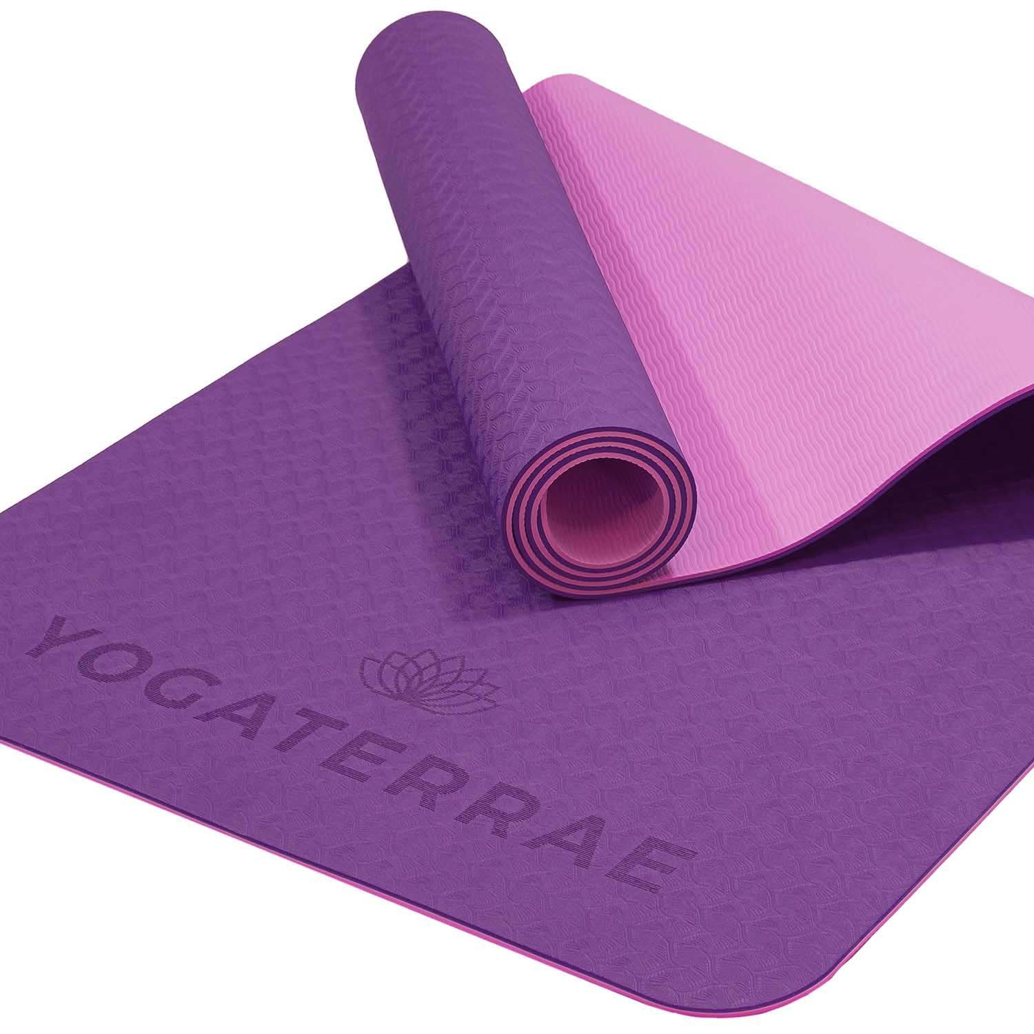 Tapis yoga tpe violet rose + sangle