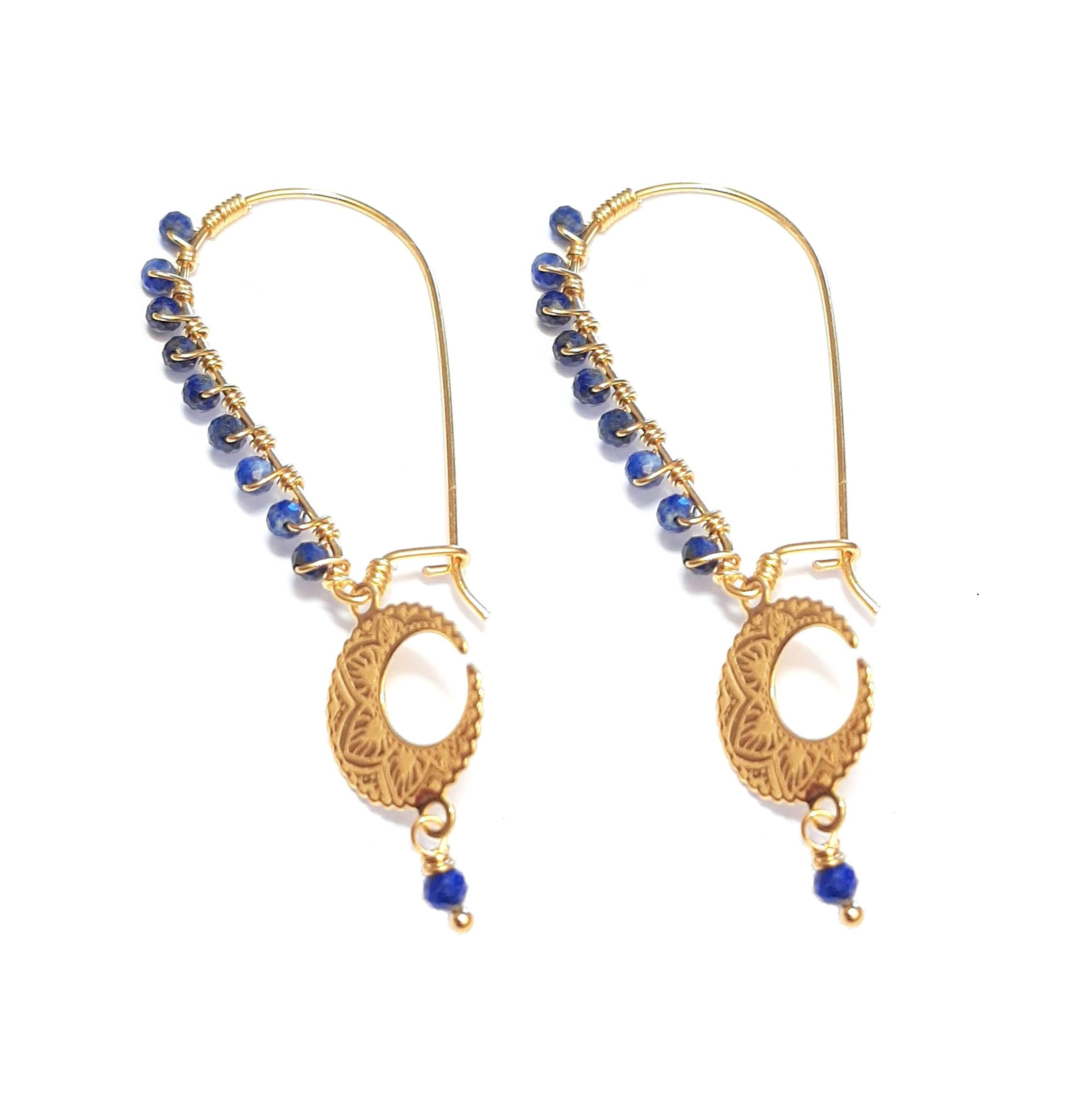Boucles d'oreilles mandala lapis-lazuli