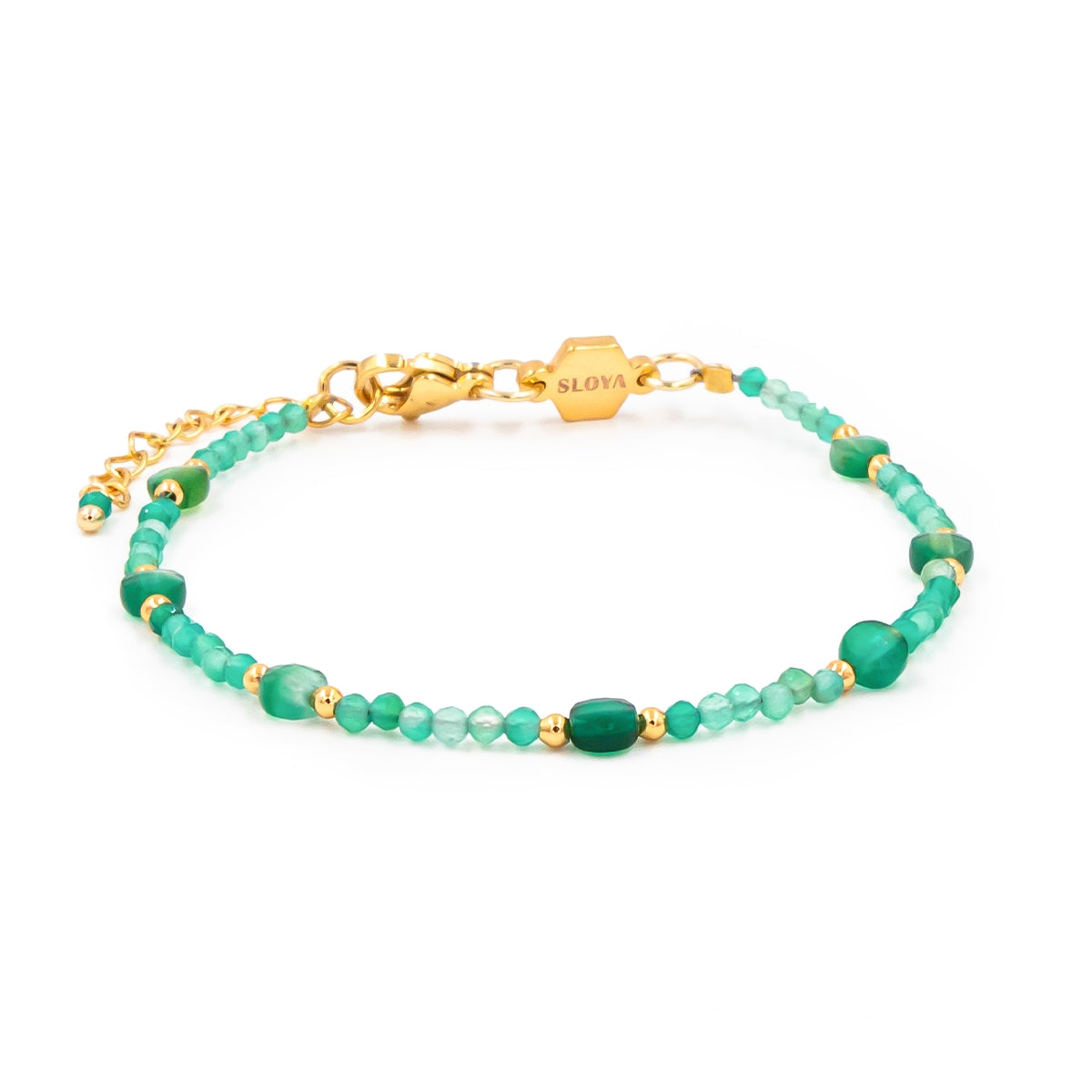 Bracelet paloma en pierres agate verte