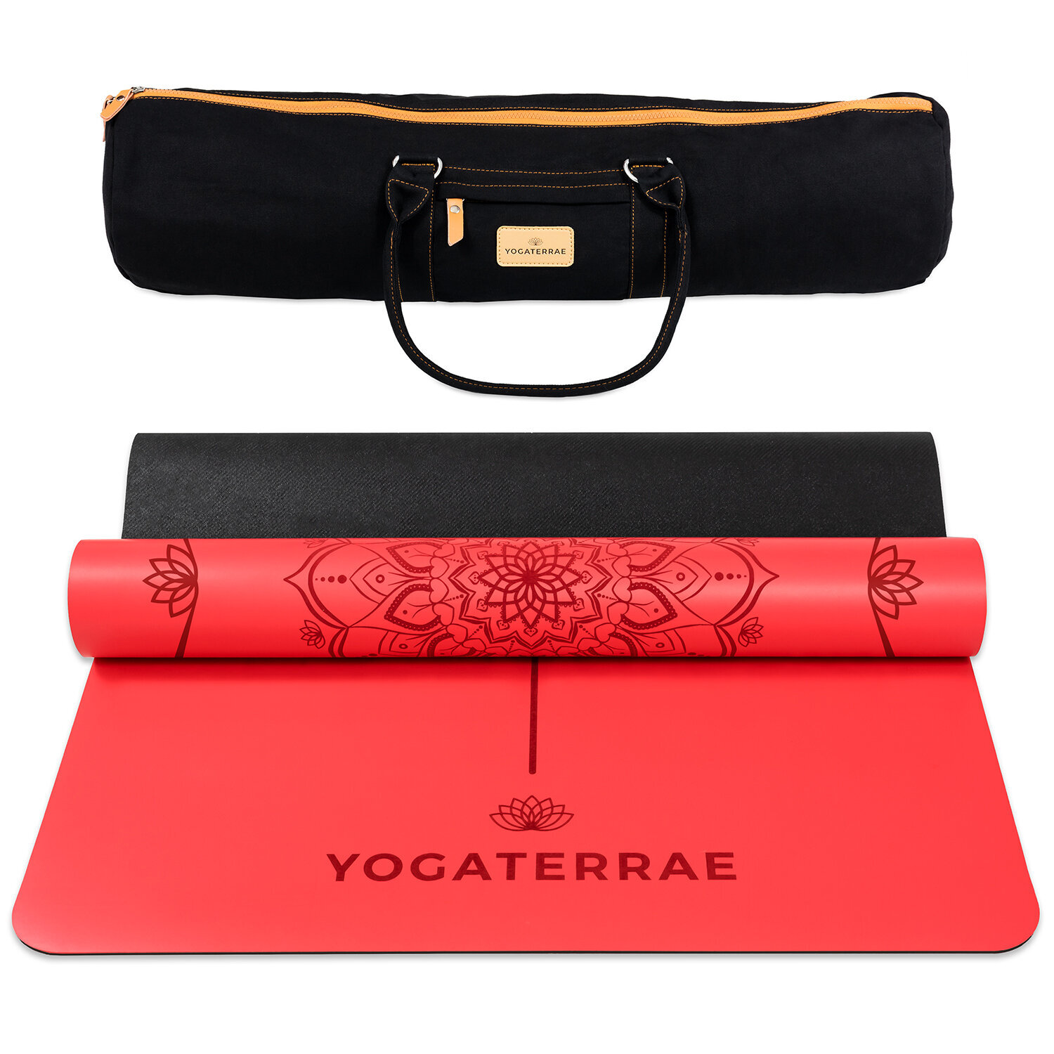 Tapis de yoga rouge pu-caoutchouc + sac