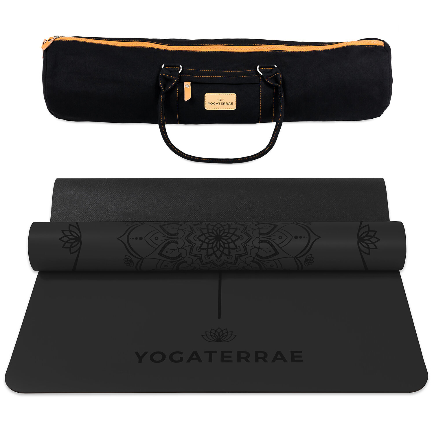 Tapis de yoga noir pu-caoutchouc + sac