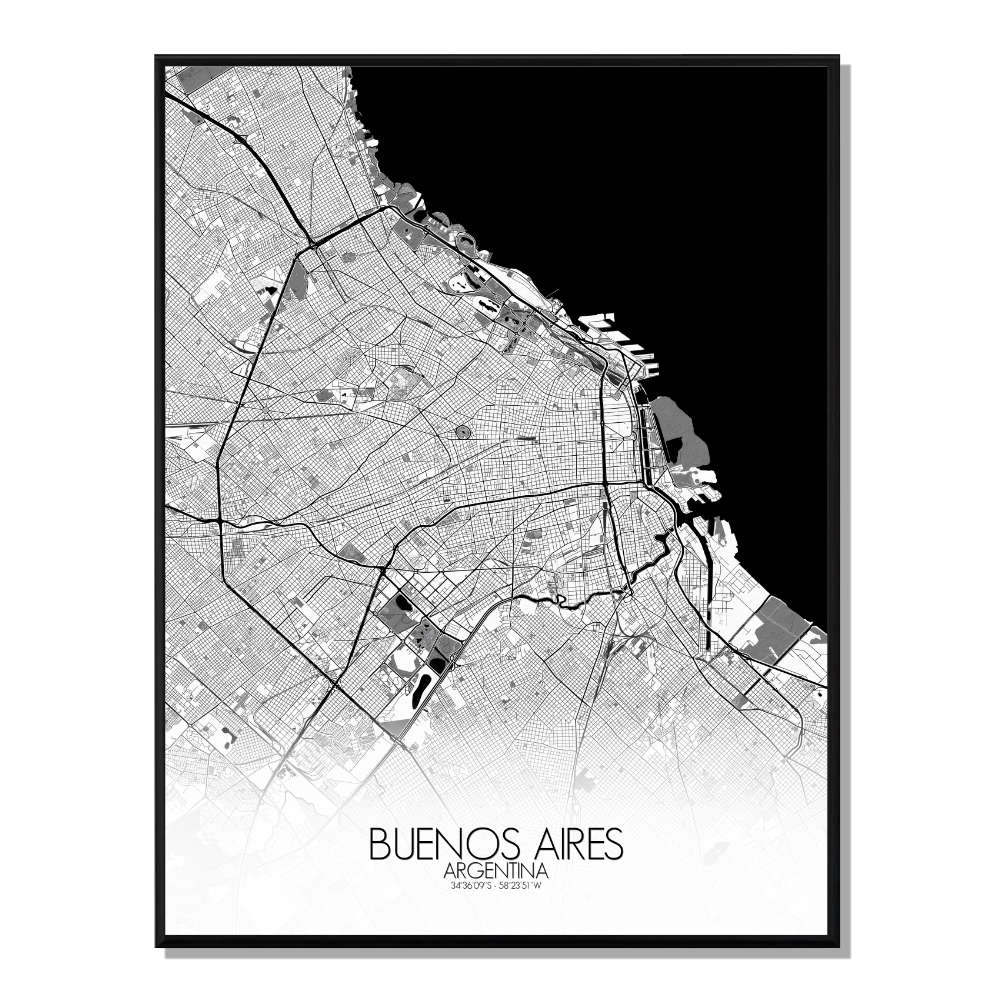 Buenos aires carte ville city map n&b