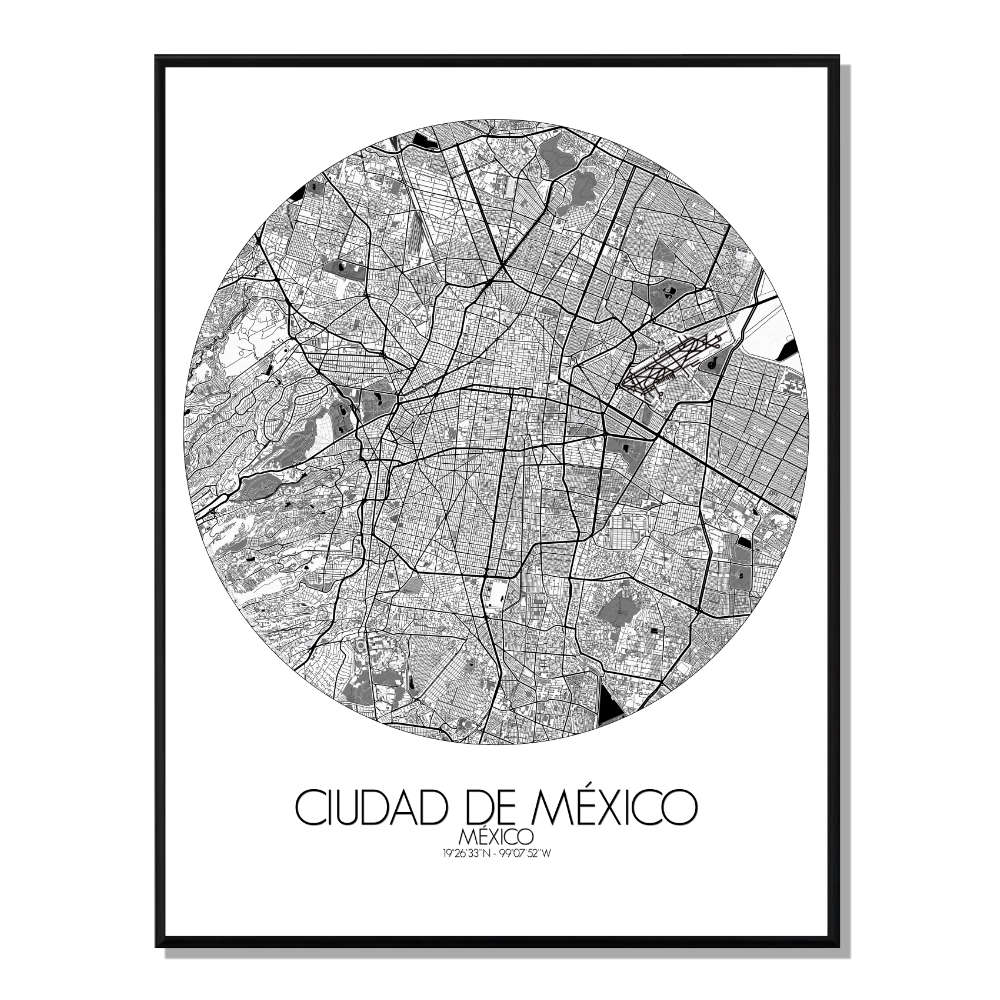 Mexico carte ville city map rond
