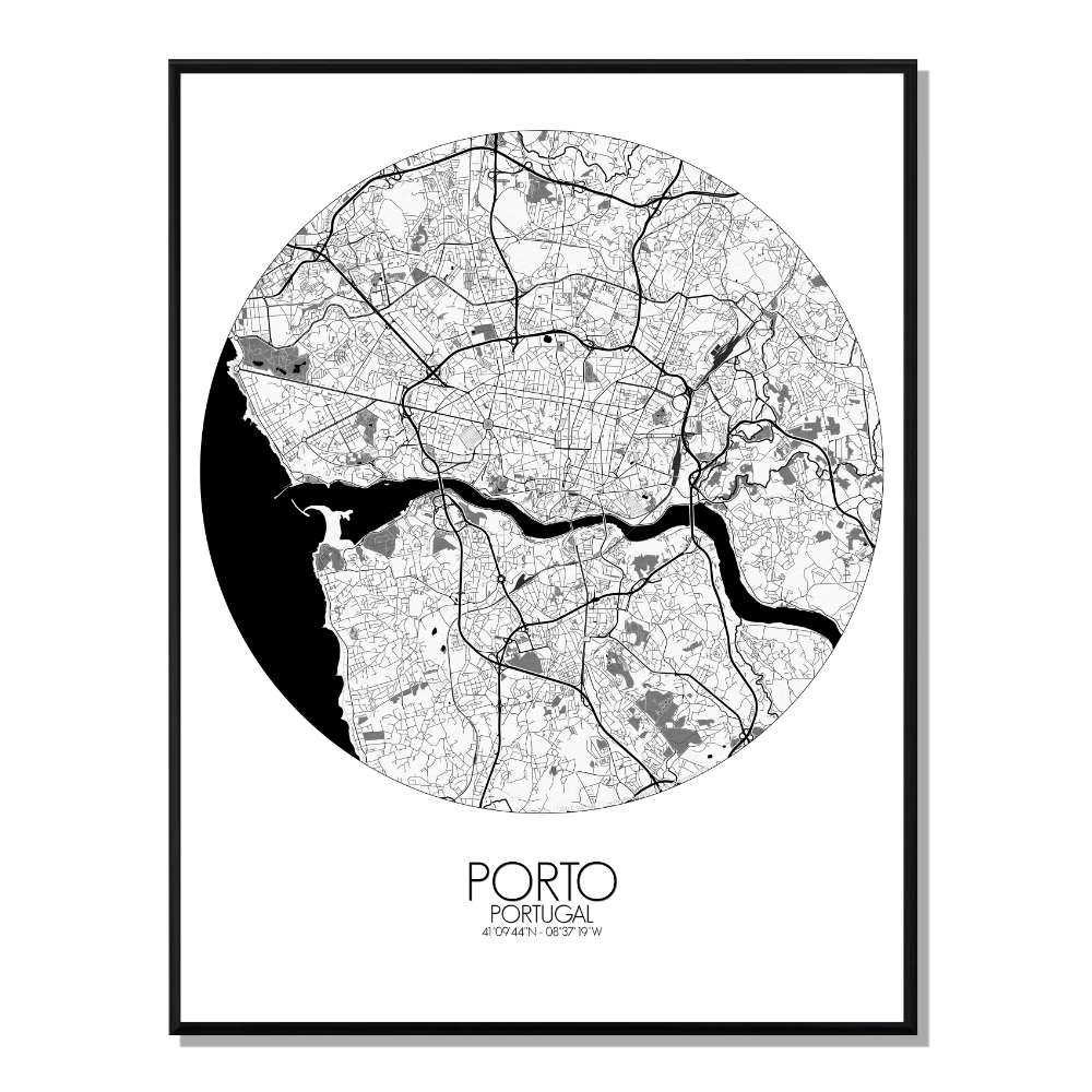 Porto carte ville city map rond