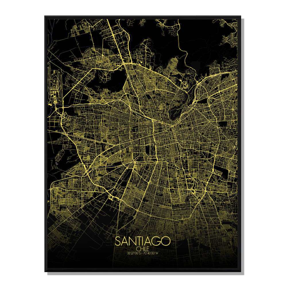 Santiago carte ville city map nuit