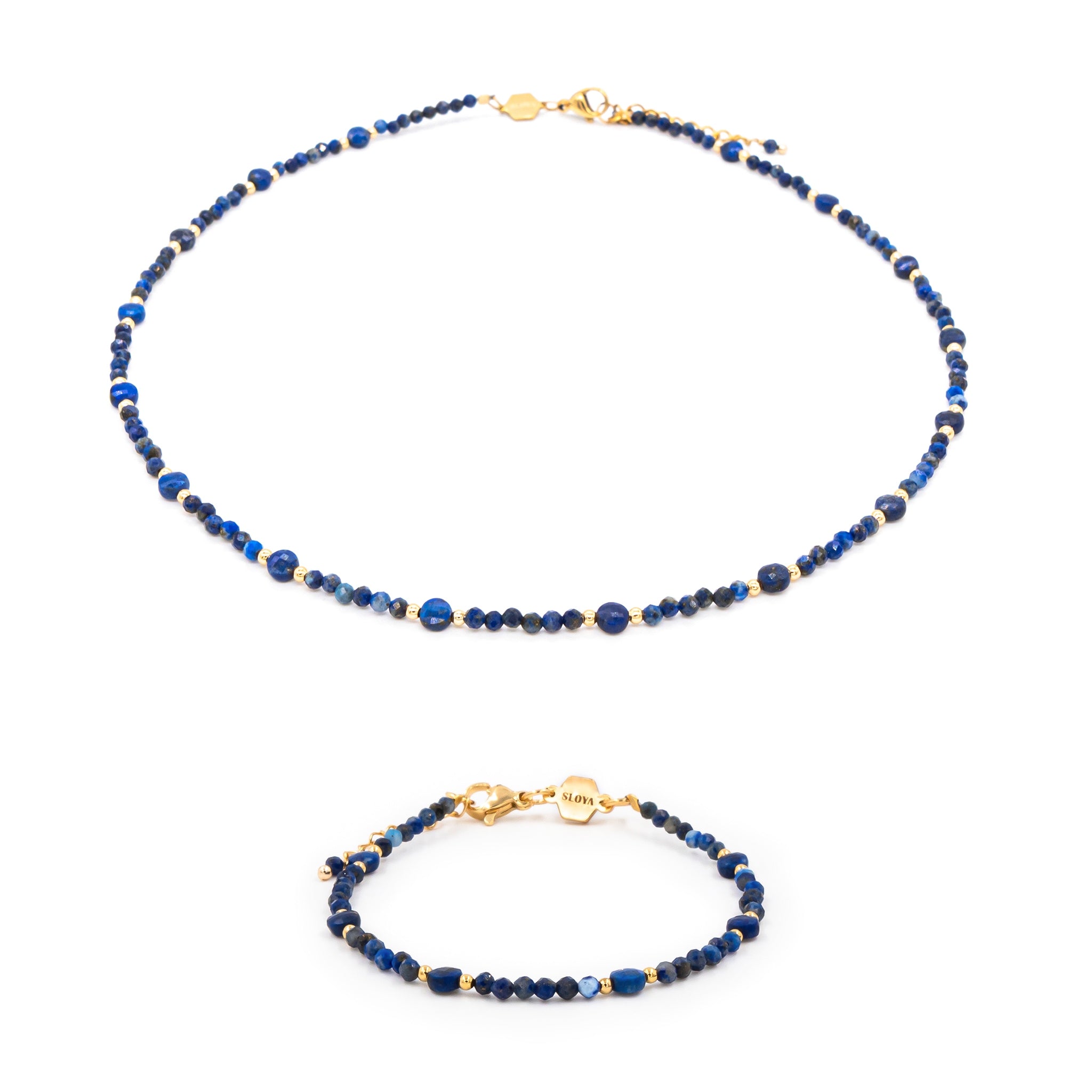 Collier et bracelet pierres lapis-lazuli
