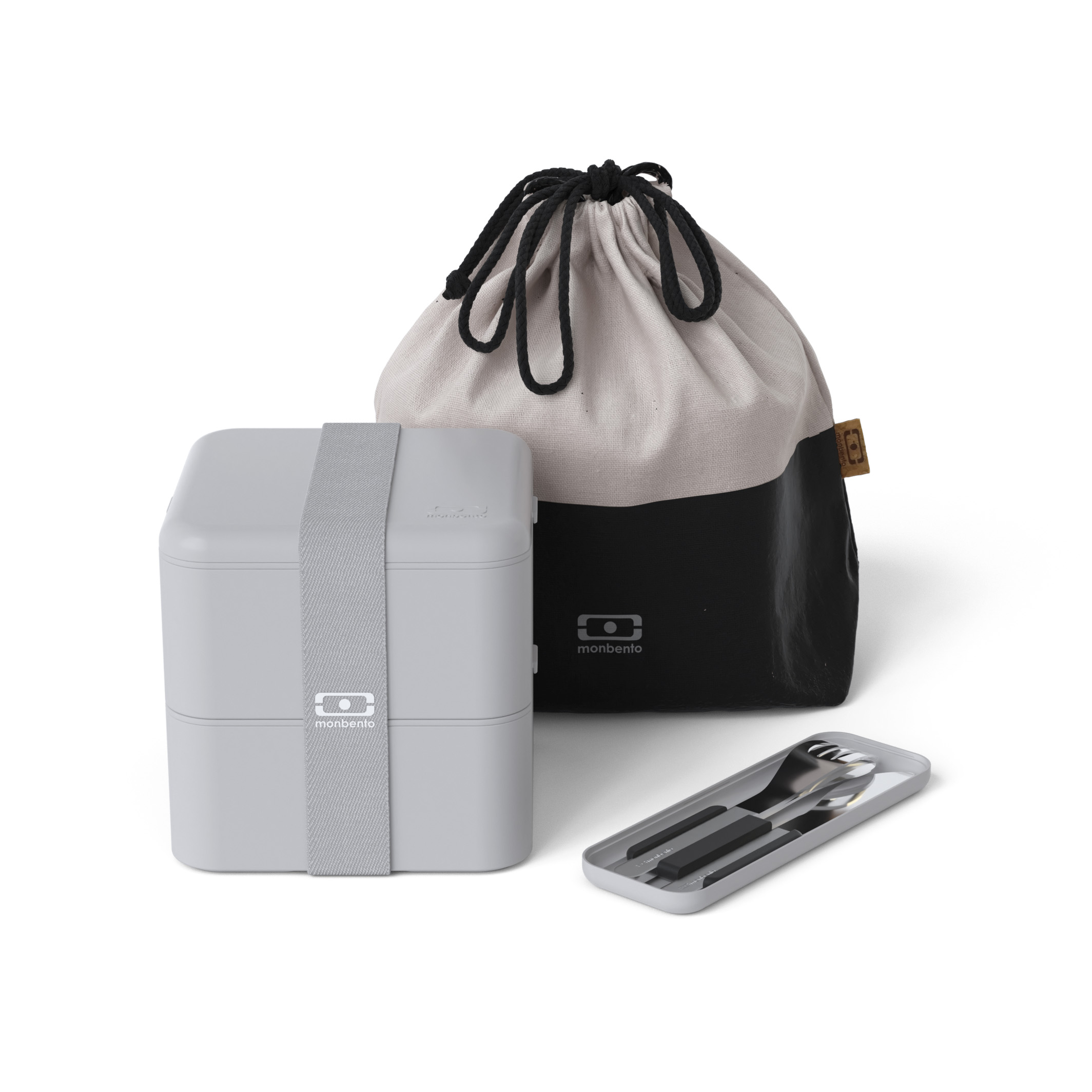 Pack lunch box square gris coton