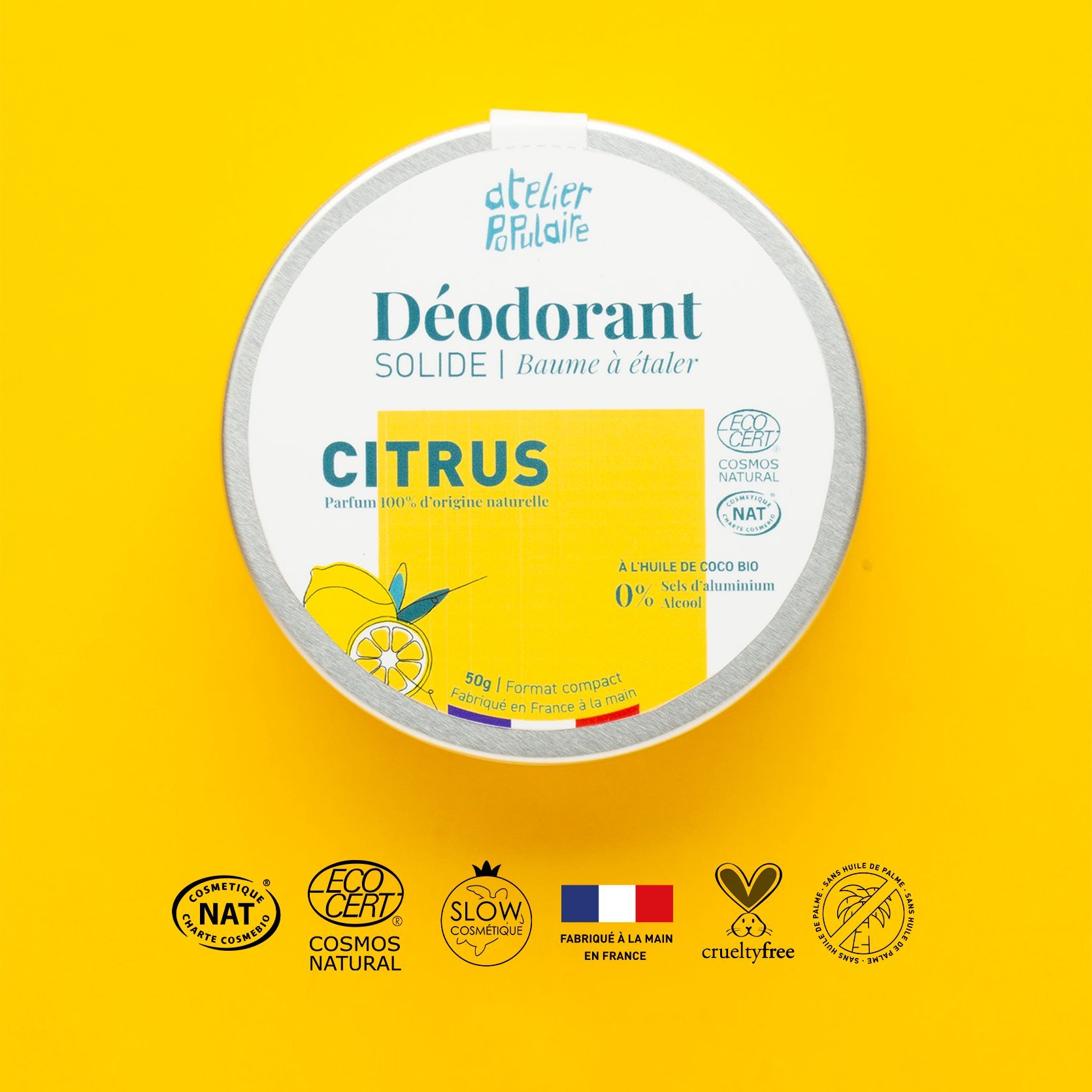 Déodorant solide certifié bio - citrus
