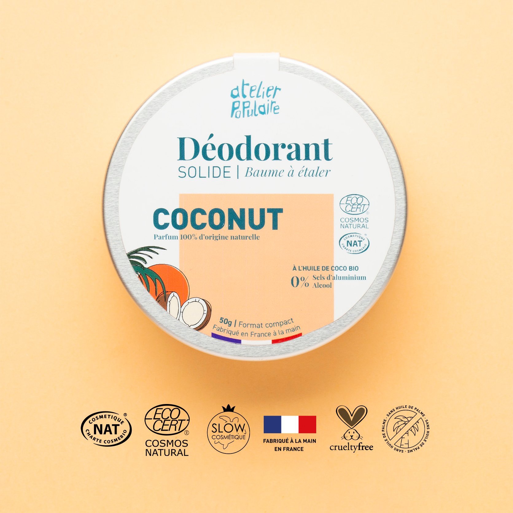 Déodorant solide certifié bio - coconut