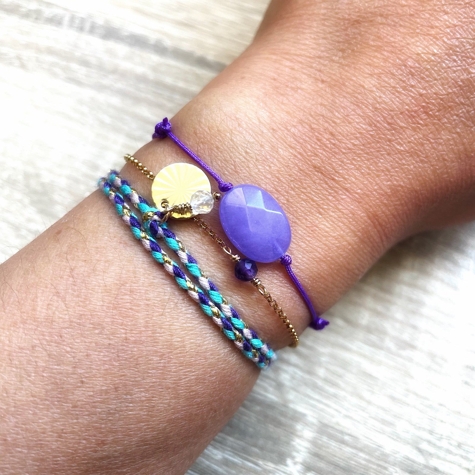 Coffret trio de bracelets violets