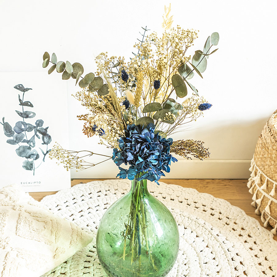 Bouquet de fleurs séchées Hortensia Bleu