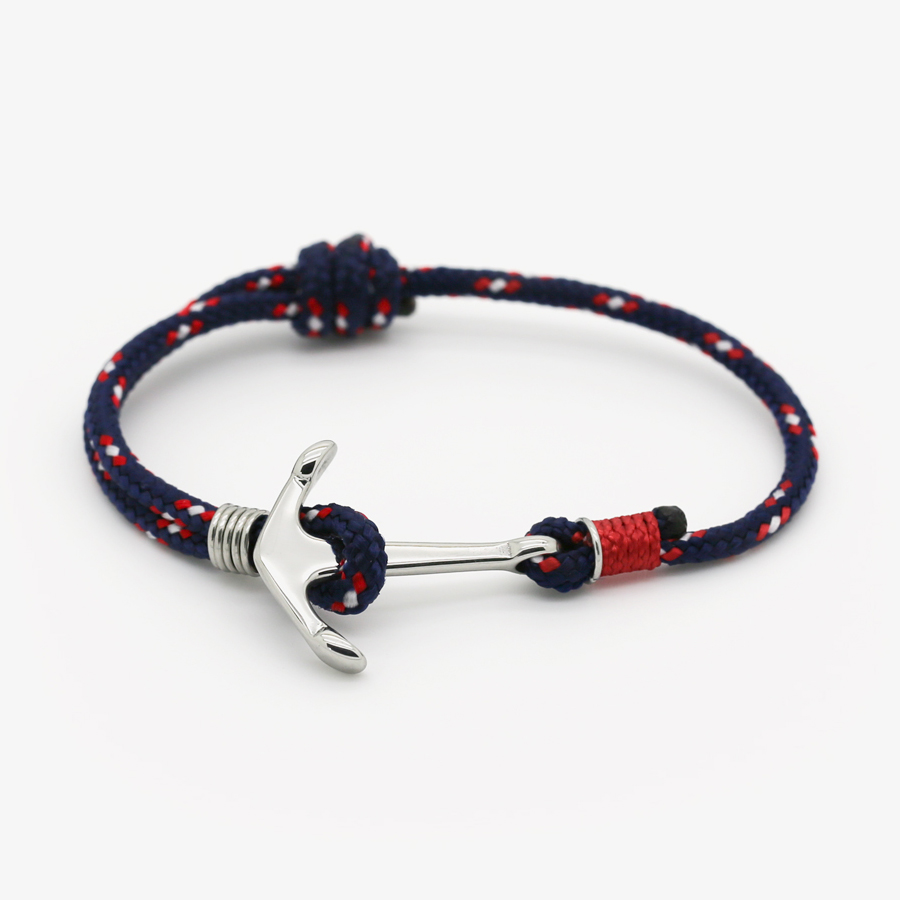 Bracelet corde ancre - navy - bretagne