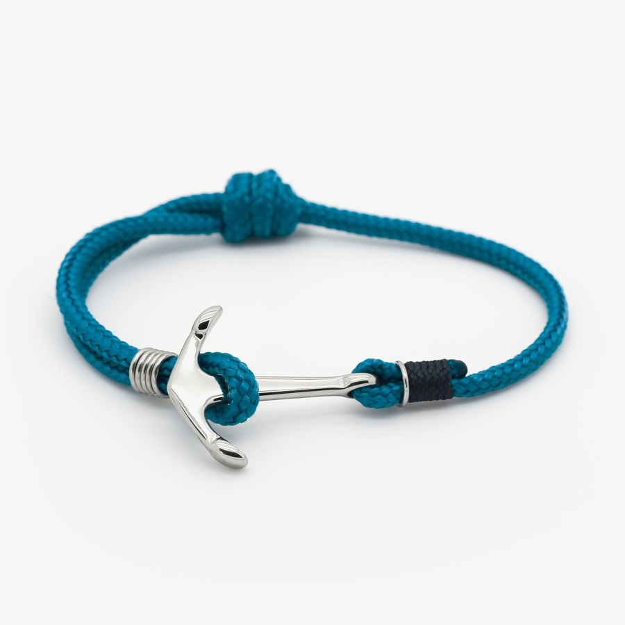 Bracelet corde ancre - bleu - bretagne