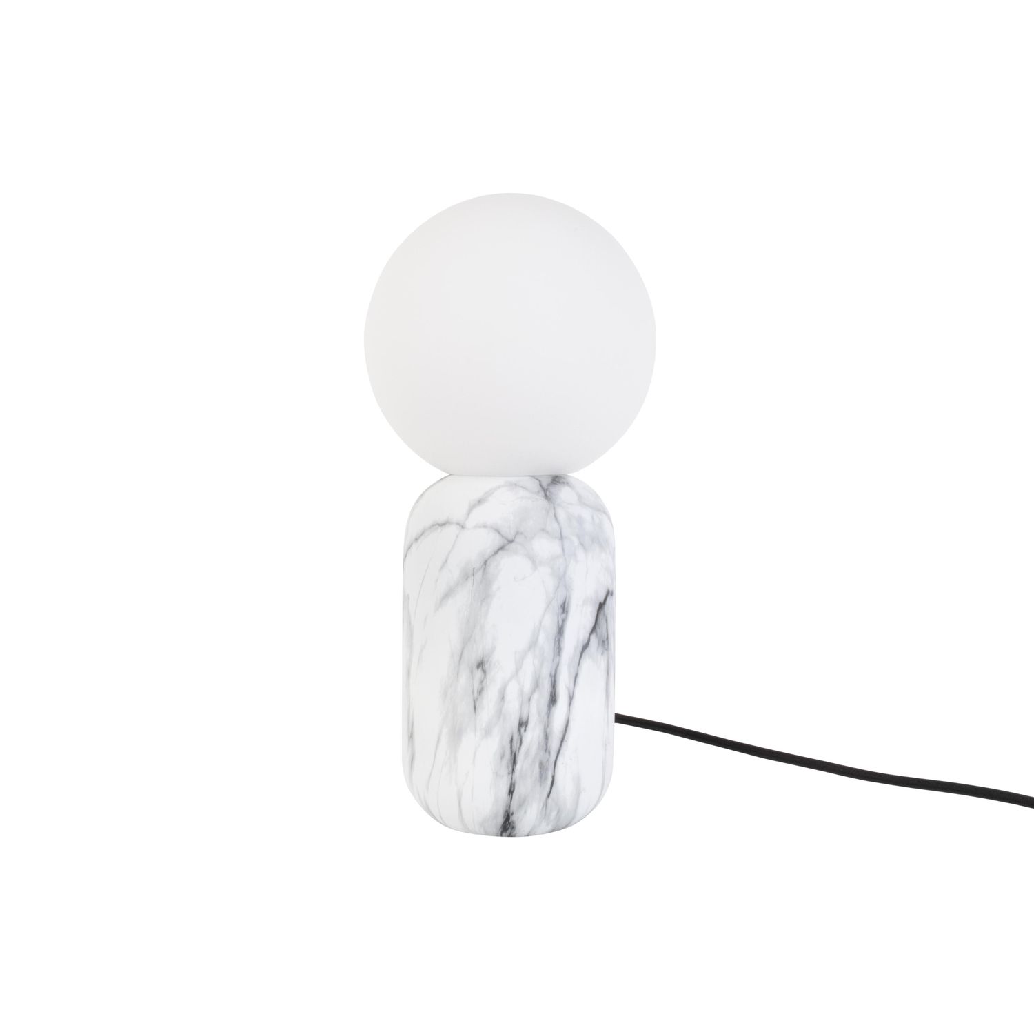 Lampe boule effet marbré h.32cm blanc