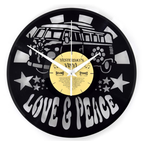 Horloge vinyle recyclé love & peace