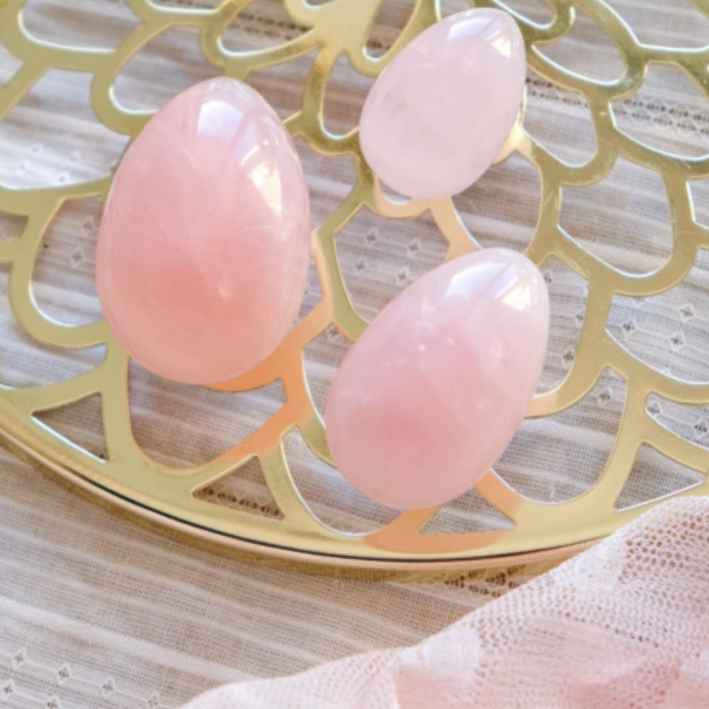 3 œufs de yoni quartz rose non troués