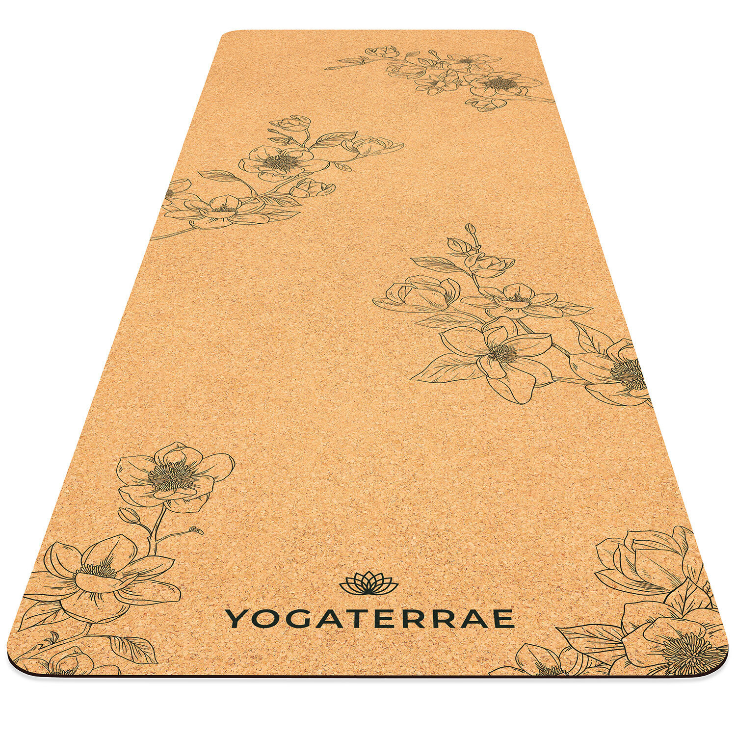 Tapis de yoga liège magnolias + sangle