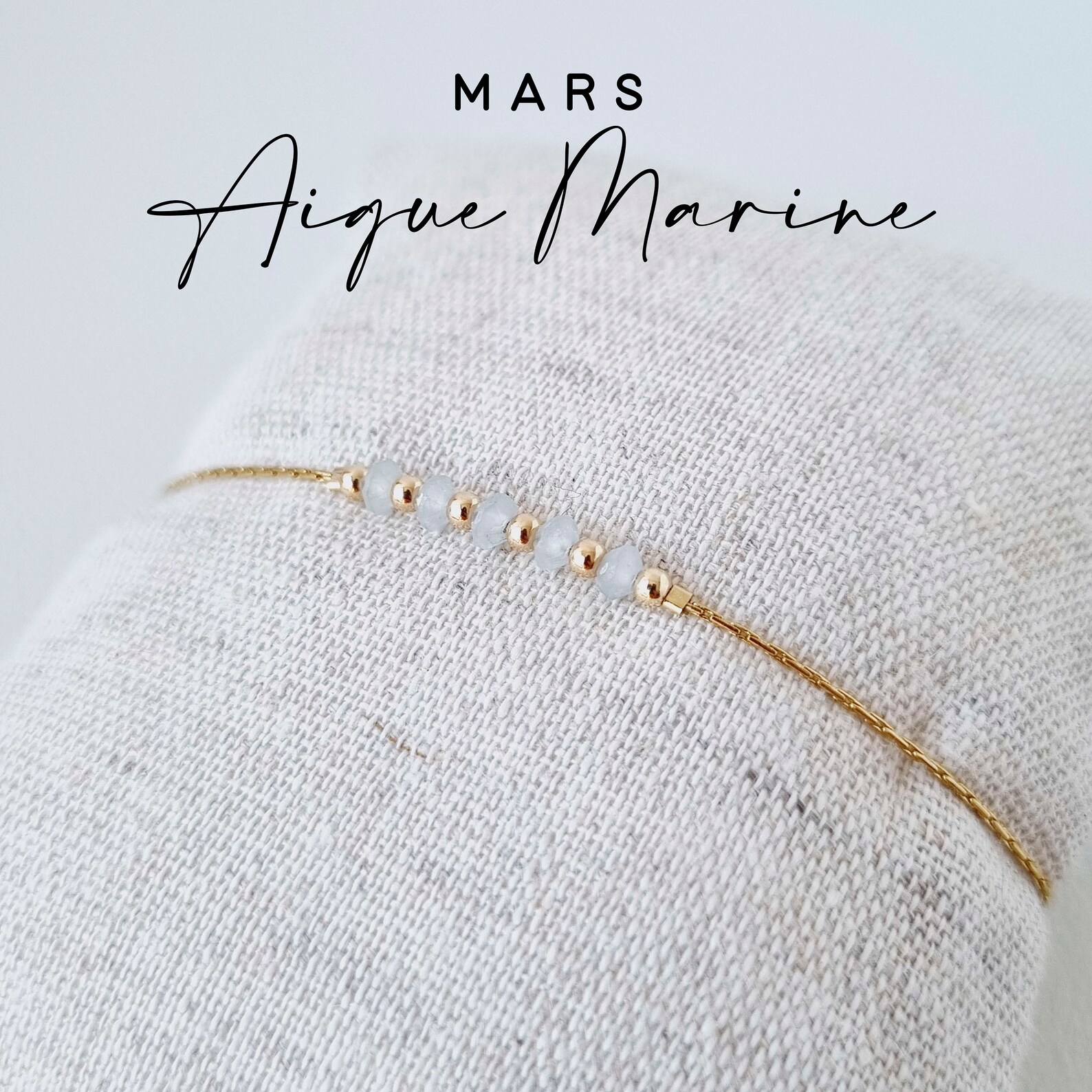 Bracelet or gold filled et aigue-marine