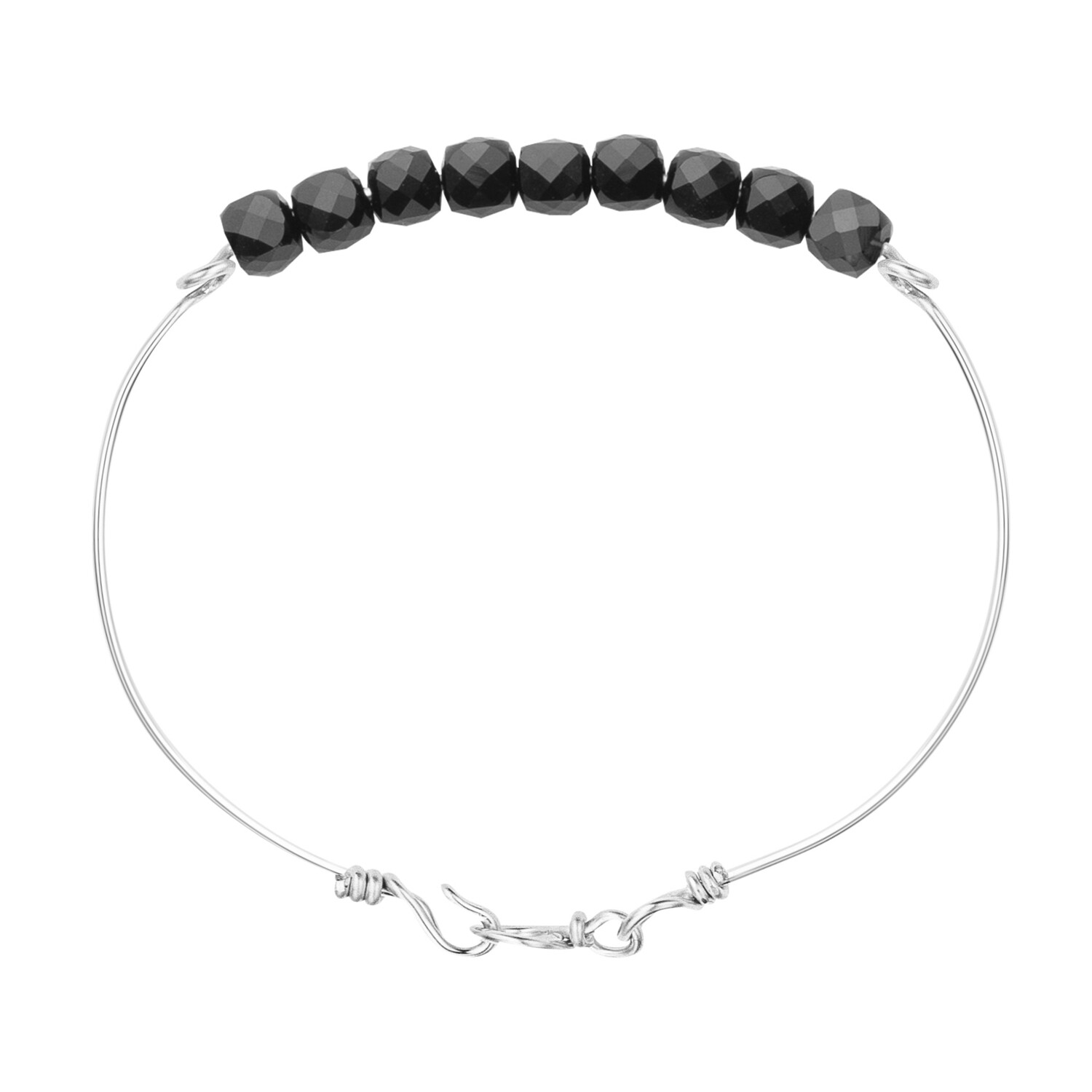 Bracelet spinelle noir  & argent (m)