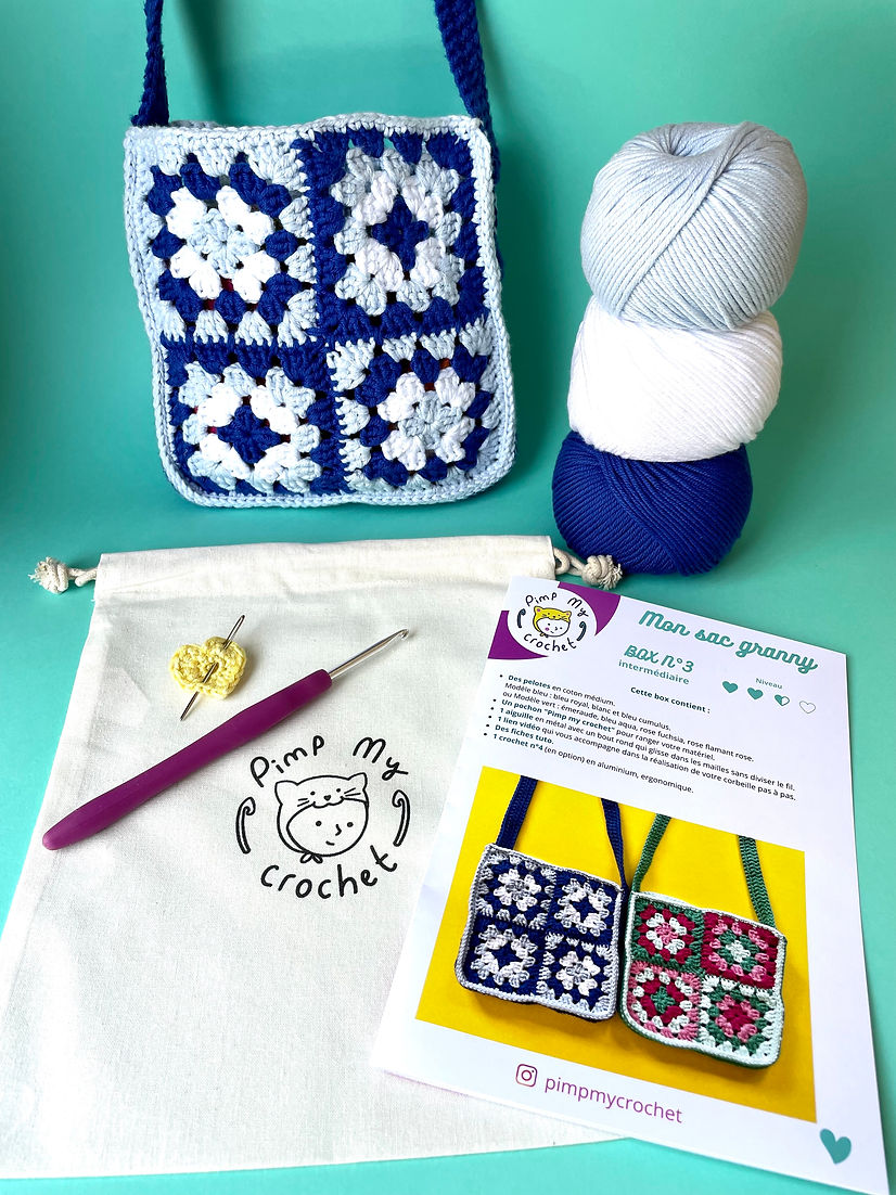 Kit de crochet mon sac granny bleu