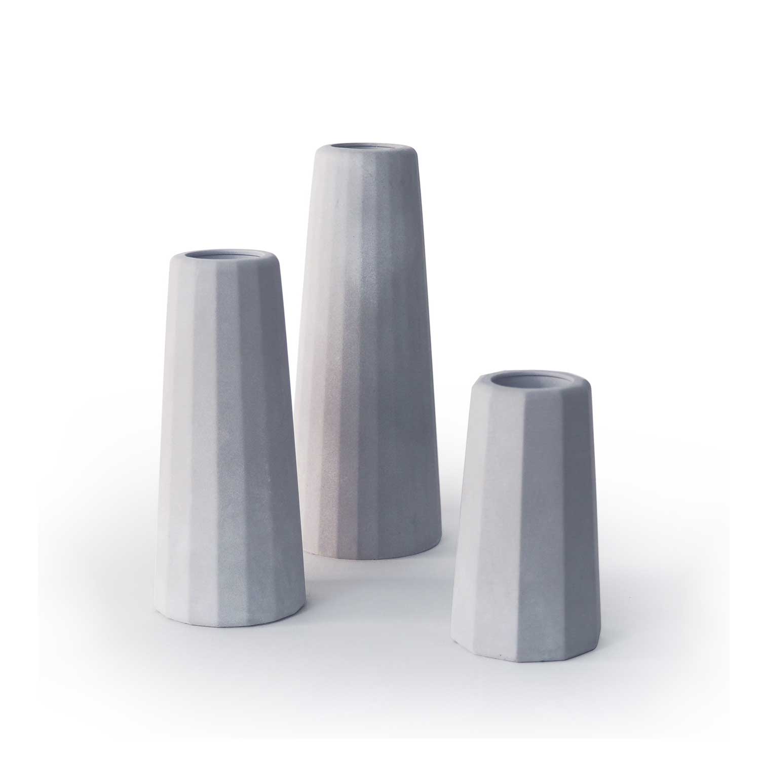 Facette- vases soliflores béton (trio)