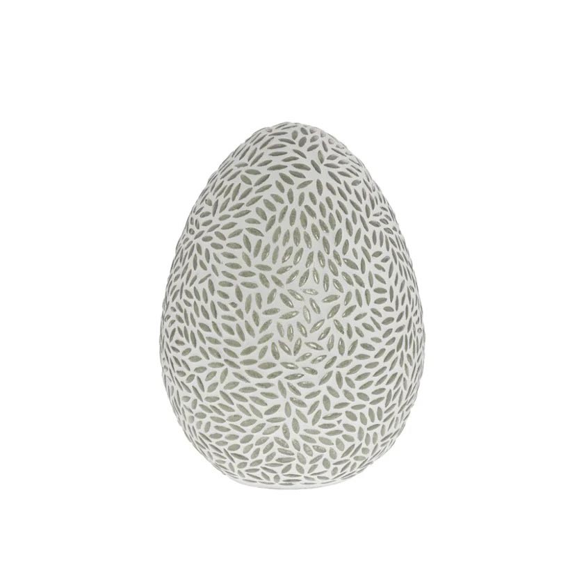Déco œuf en polyrésine blanche h20